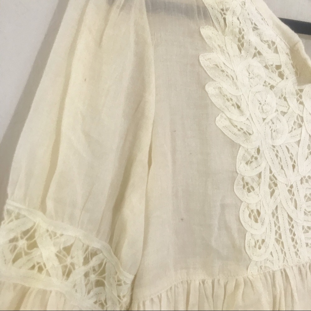Mystree Off White Babydoll Peasant Blouse Size M - Picture 5 of 8